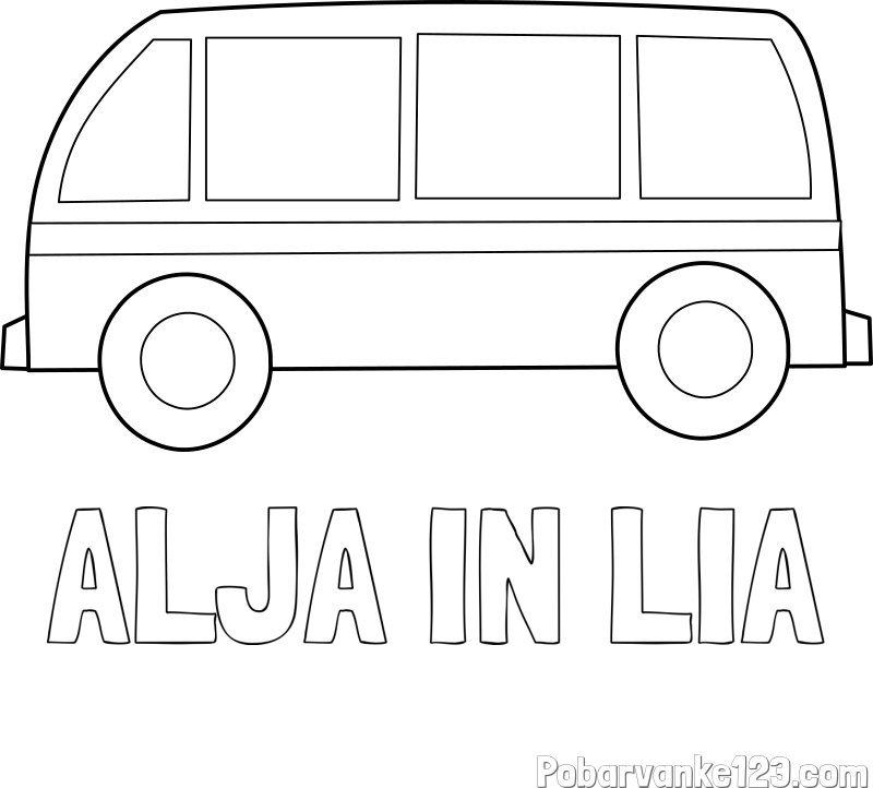 Pobarvanka imena ALJA IN LIA in avtobus