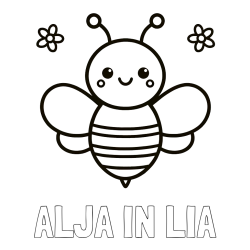 Online izdelana pobarvanka - Pobarvanka imena ALJA IN LIA in otroška pobarvanka čebele