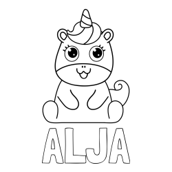 Pobarvanka imena ALJA in pobarvanka čudovitega samoroga Unicorn