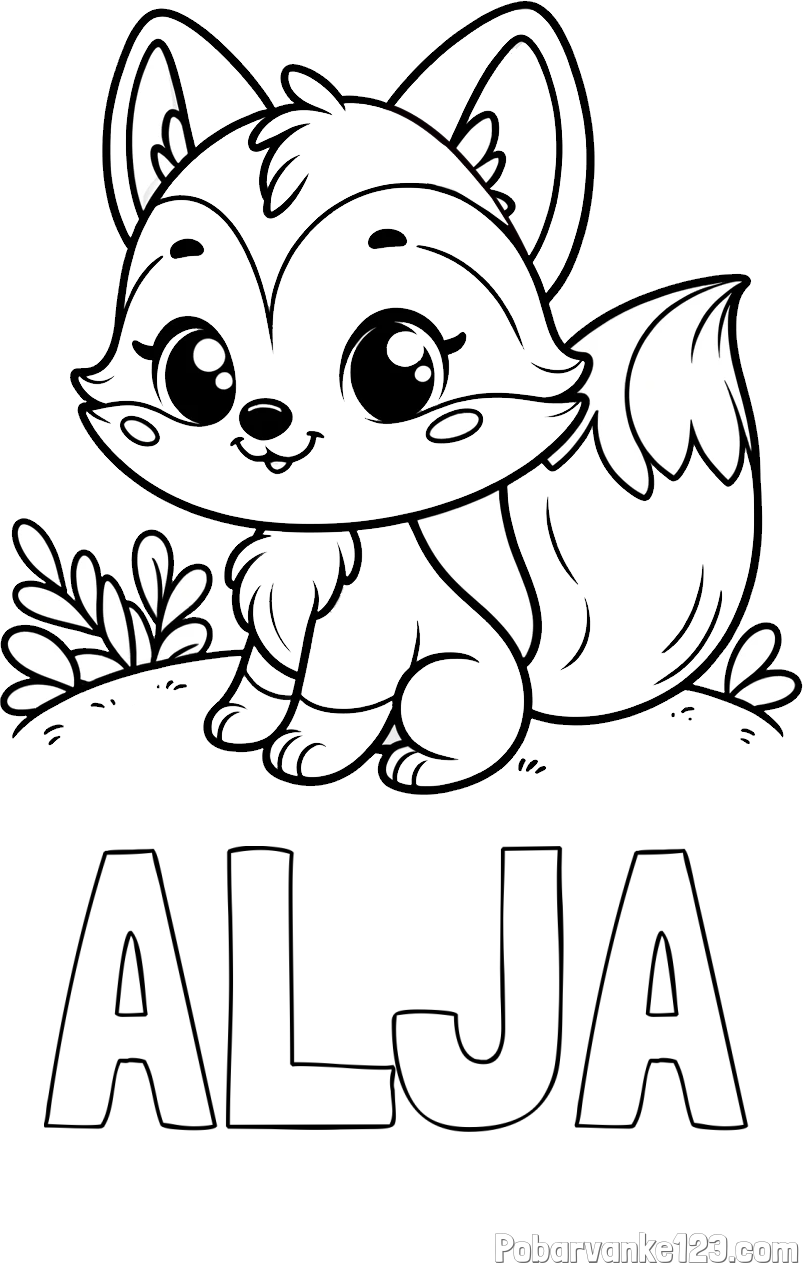 Pobarvanka imena ALJA in pobarvanka lisičke