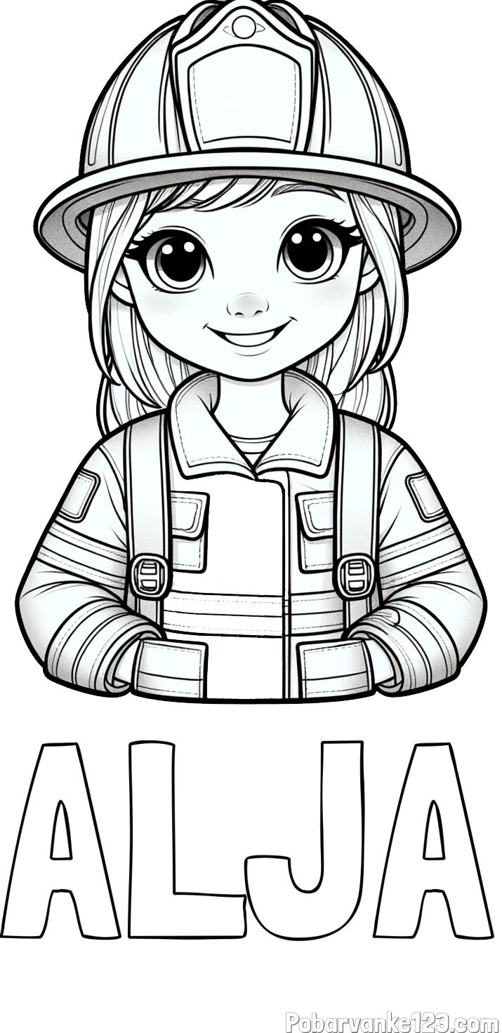 Pobarvanka imena ALJA in pobarvanka ljubke gasilke