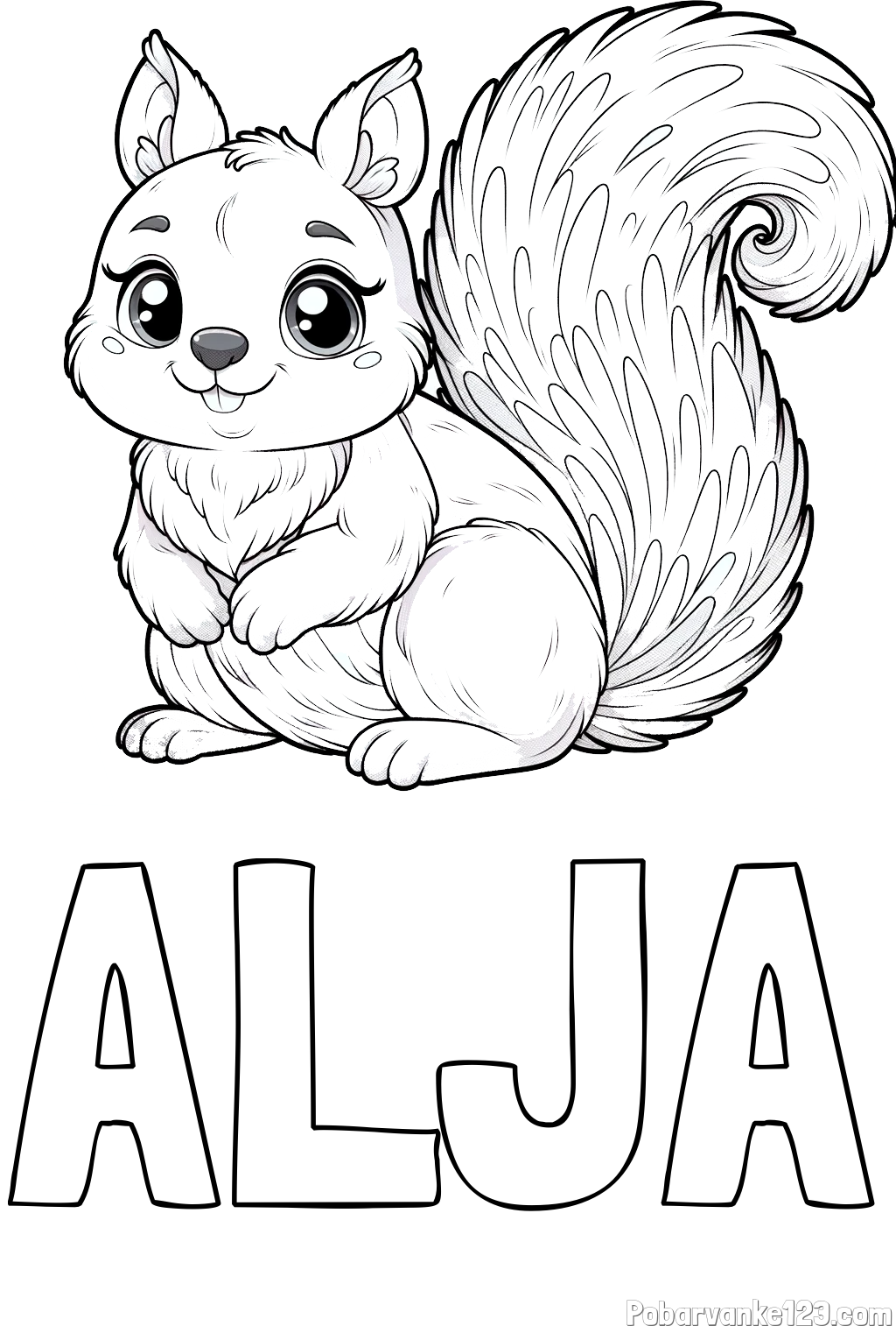 Pobarvanka imena ALJA in pobarvanka prikupne veverice