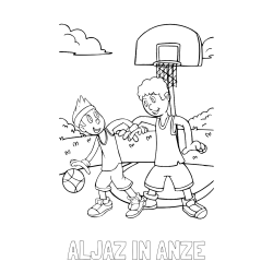 Online izdelana pobarvanka - Pobarvanka imena ALJAŽ IN ANŽE in pobarvanka košarkarjev pri igri