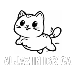 Online izdelana pobarvanka - Pobarvanka imena ALJAŽ IN IGRICA in pobarvanka prikupne mačke med tekom