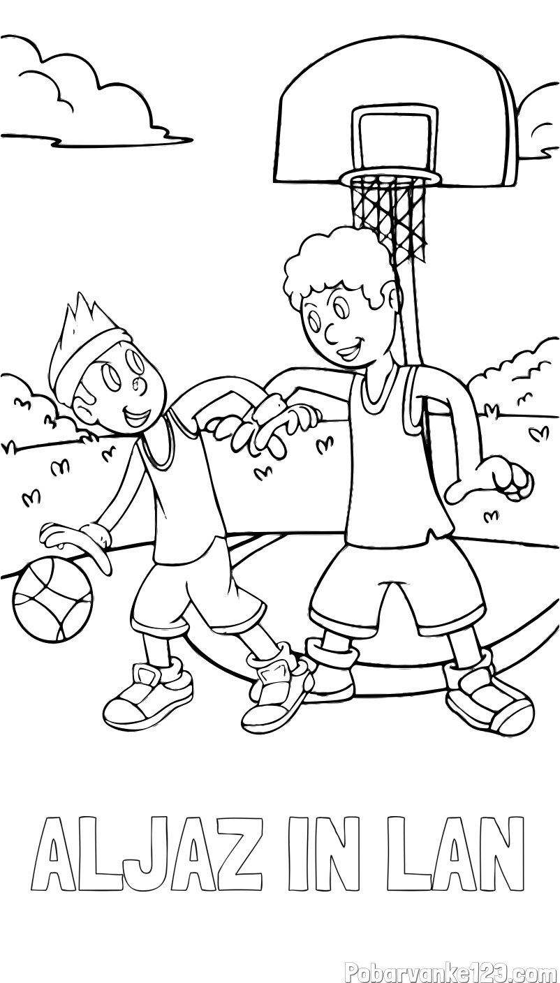 Pobarvanka imena ALJAŽ IN LAN in pobarvanka košarkarjev pri igri