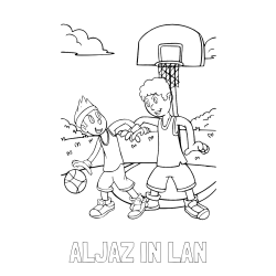Online izdelana pobarvanka - Pobarvanka imena ALJAŽ IN LAN in pobarvanka košarkarjev pri igri