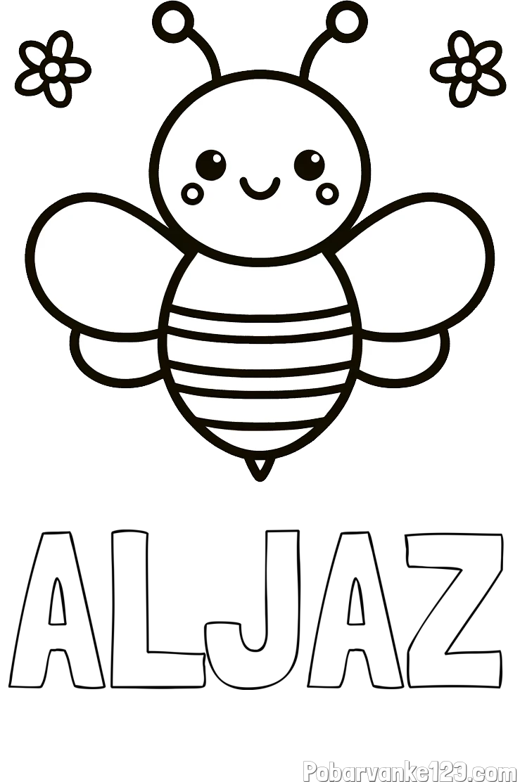 Pobarvanka imena ALJAŽ in otroška pobarvanka čebele
