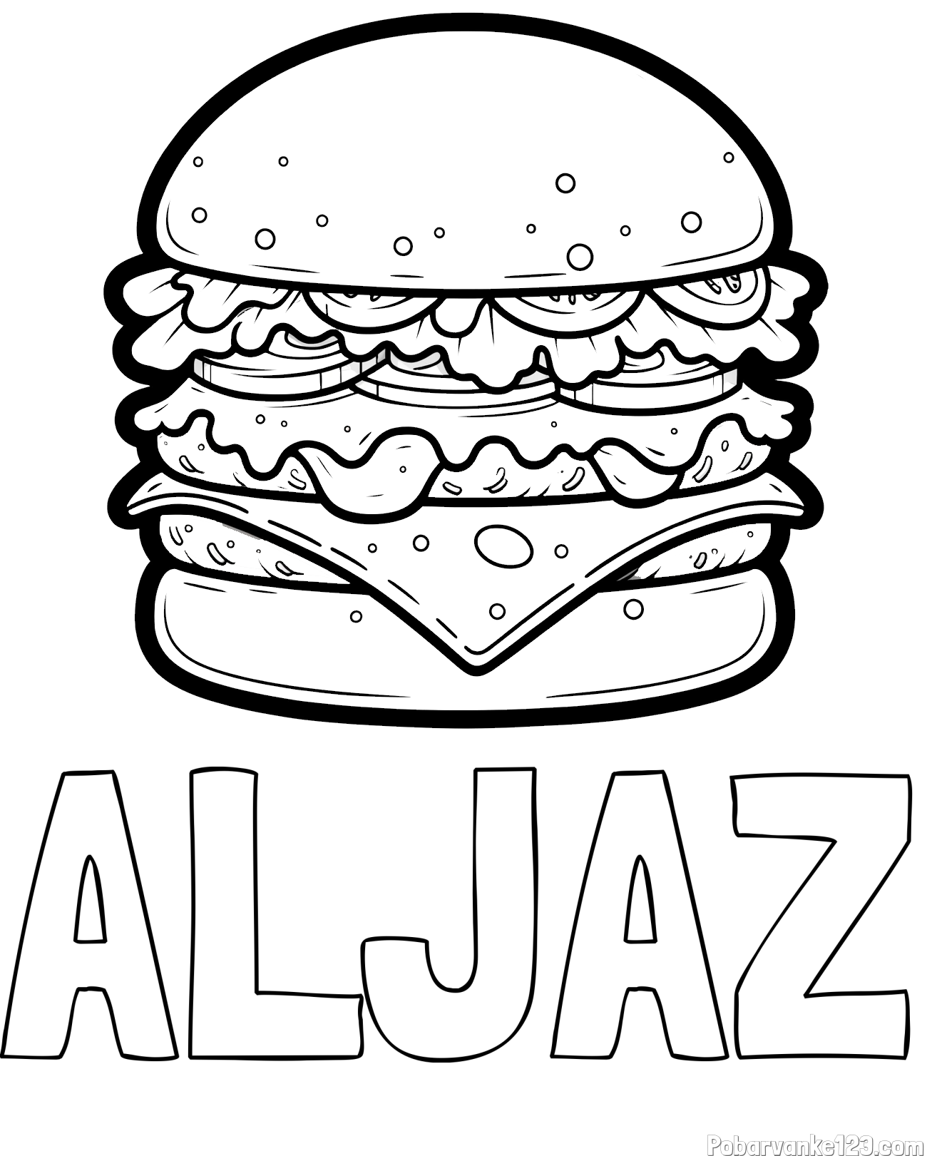 Pobarvanka imena ALJAŽ in pobarvanka hamburger