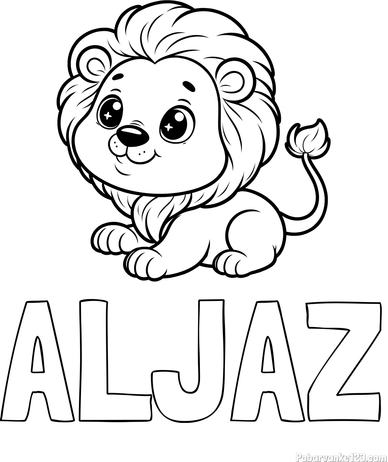 Pobarvanka imena ALJAŽ in pobarvanka igrivega levčka