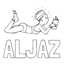 Online izdelana pobarvanka - Pobarvanka imena ALJAŽ in pobarvanka kopalke med branjem knjige