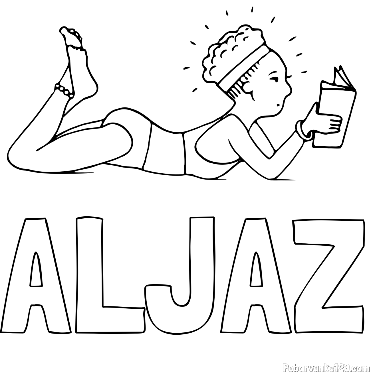 Pobarvanka imena ALJAŽ in pobarvanka kopalke med branjem knjige
