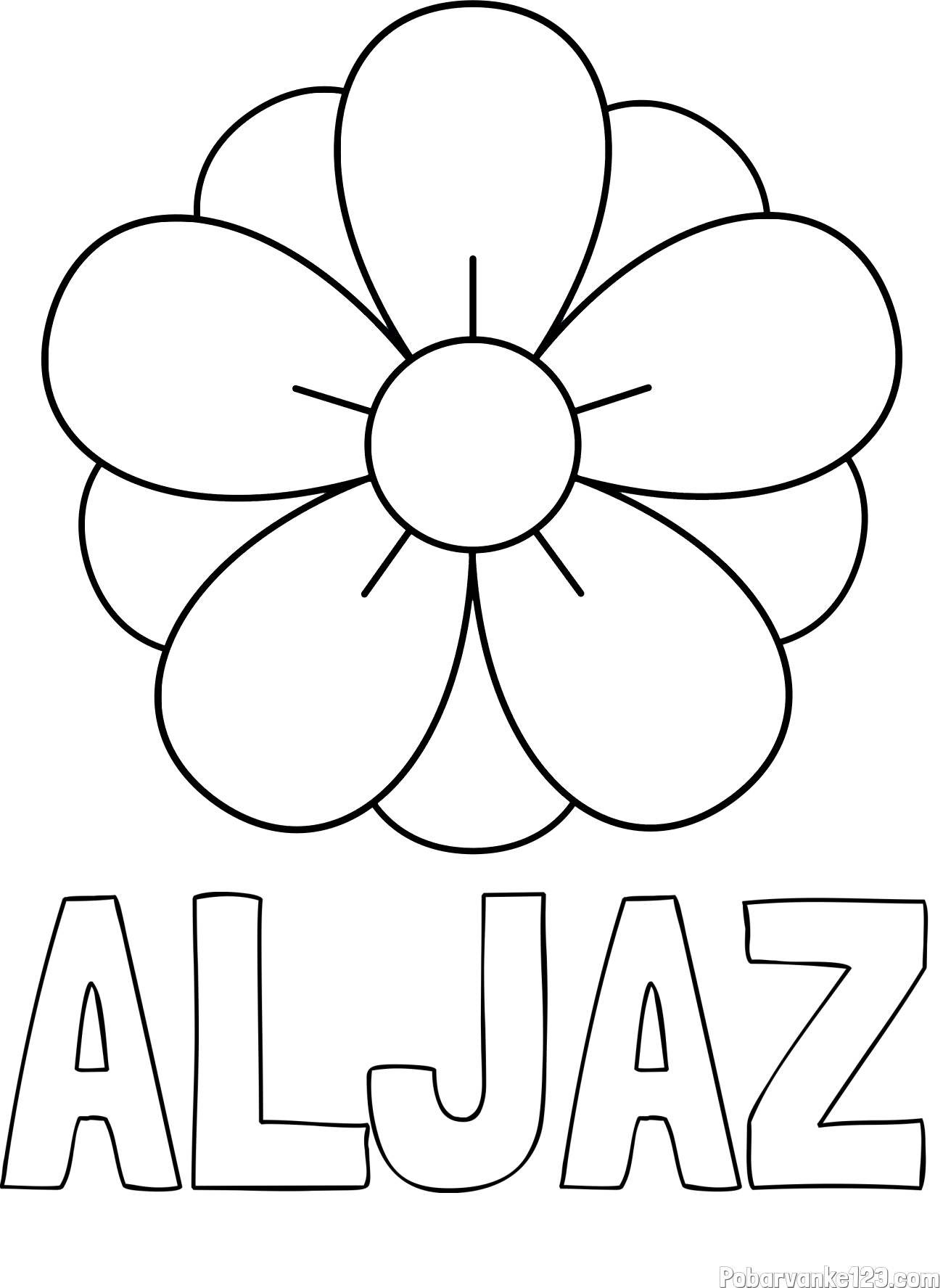 Pobarvanka imena ALJAZ in pobarvanka lepega cveta