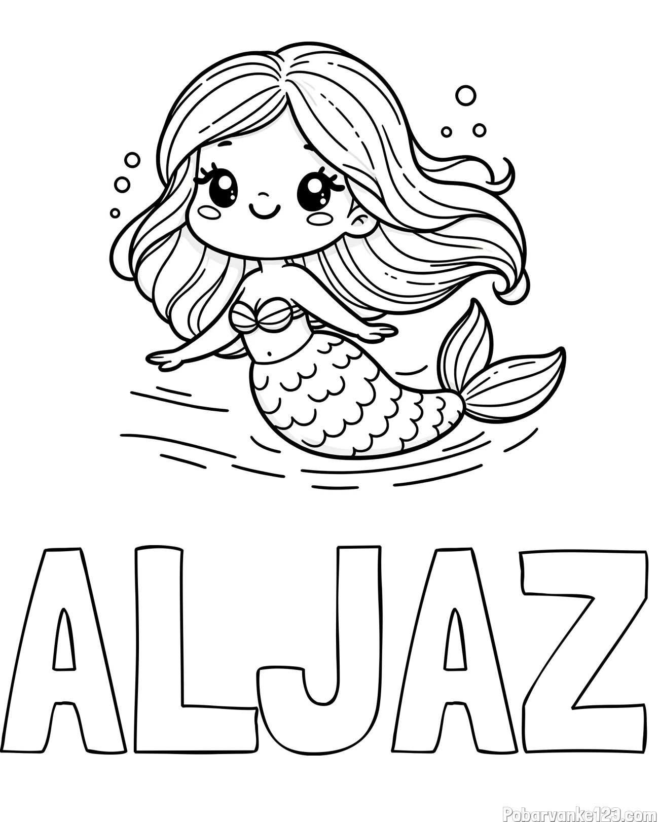 Pobarvanka imena ALJAZ in pobarvanka ljubke morske deklice
