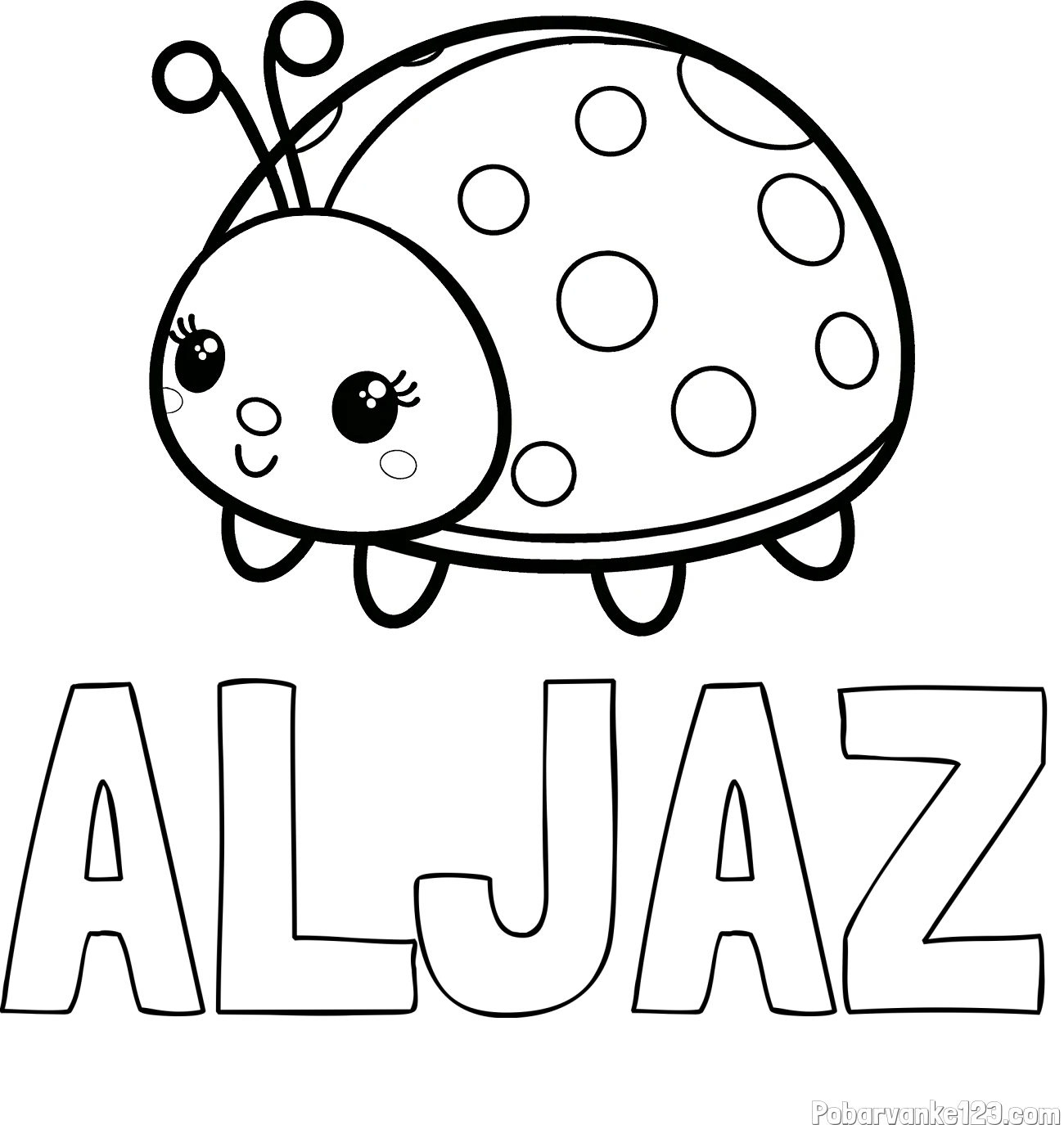 Pobarvanka imena ALJAŽ in pobarvanka ljubke pikapolonice