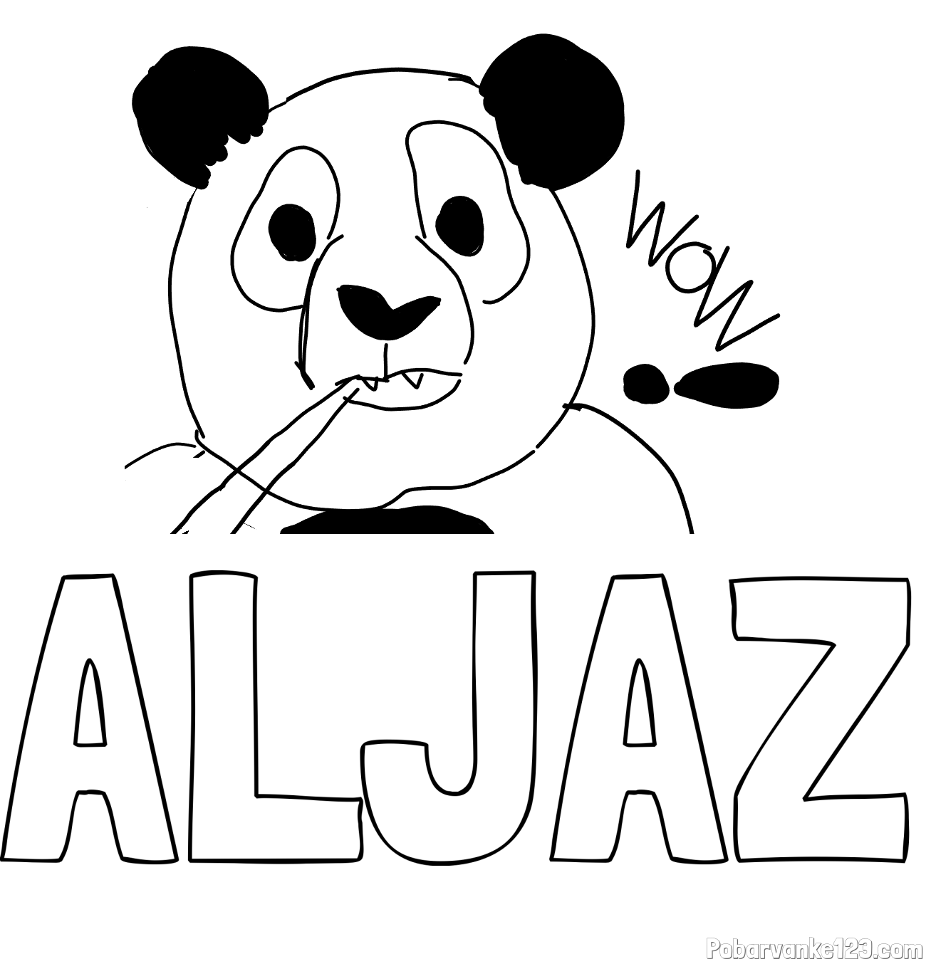 Pobarvanka imena ALJAŽ in pobarvanka “Prestrašena panda”