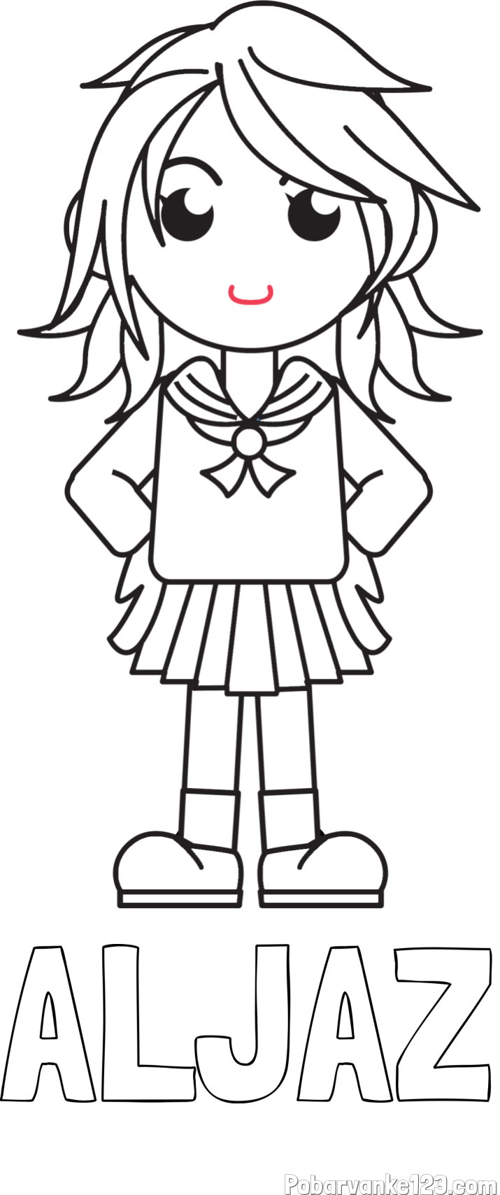 Pobarvanka imena ALJAŽ in pobarvanka šolarke