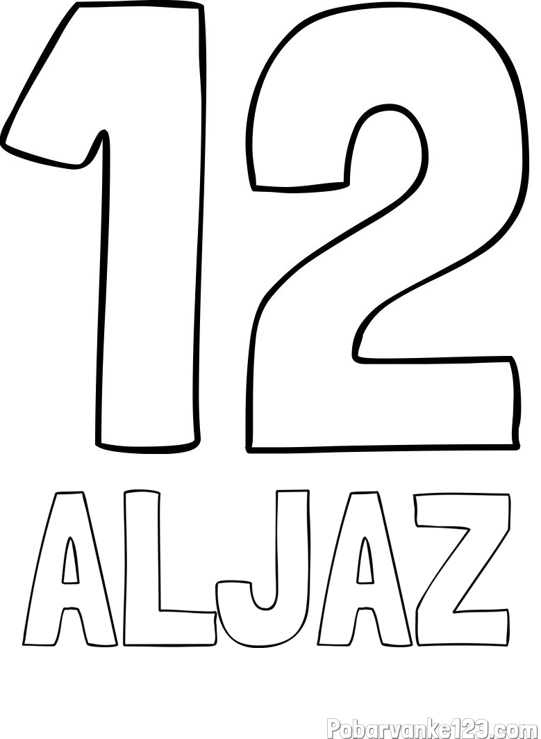 Pobarvanka imena ALJAZ in pobarvanka številke dvanajst (12)