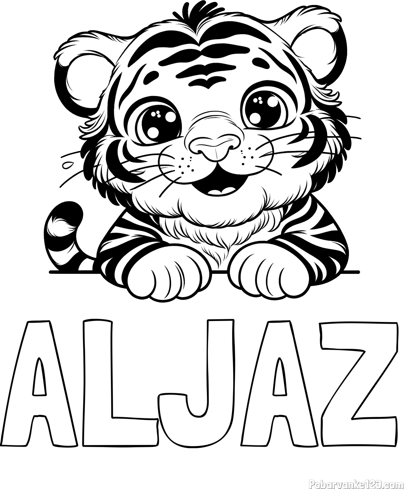 Pobarvanka imena ALJAŽ in pobarvanka tigrček