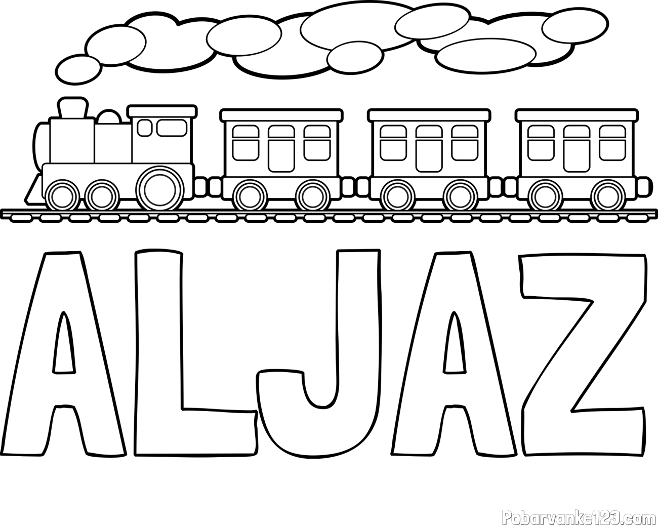 Pobarvanka imena ALJAŽ in pobarvanka vlaka