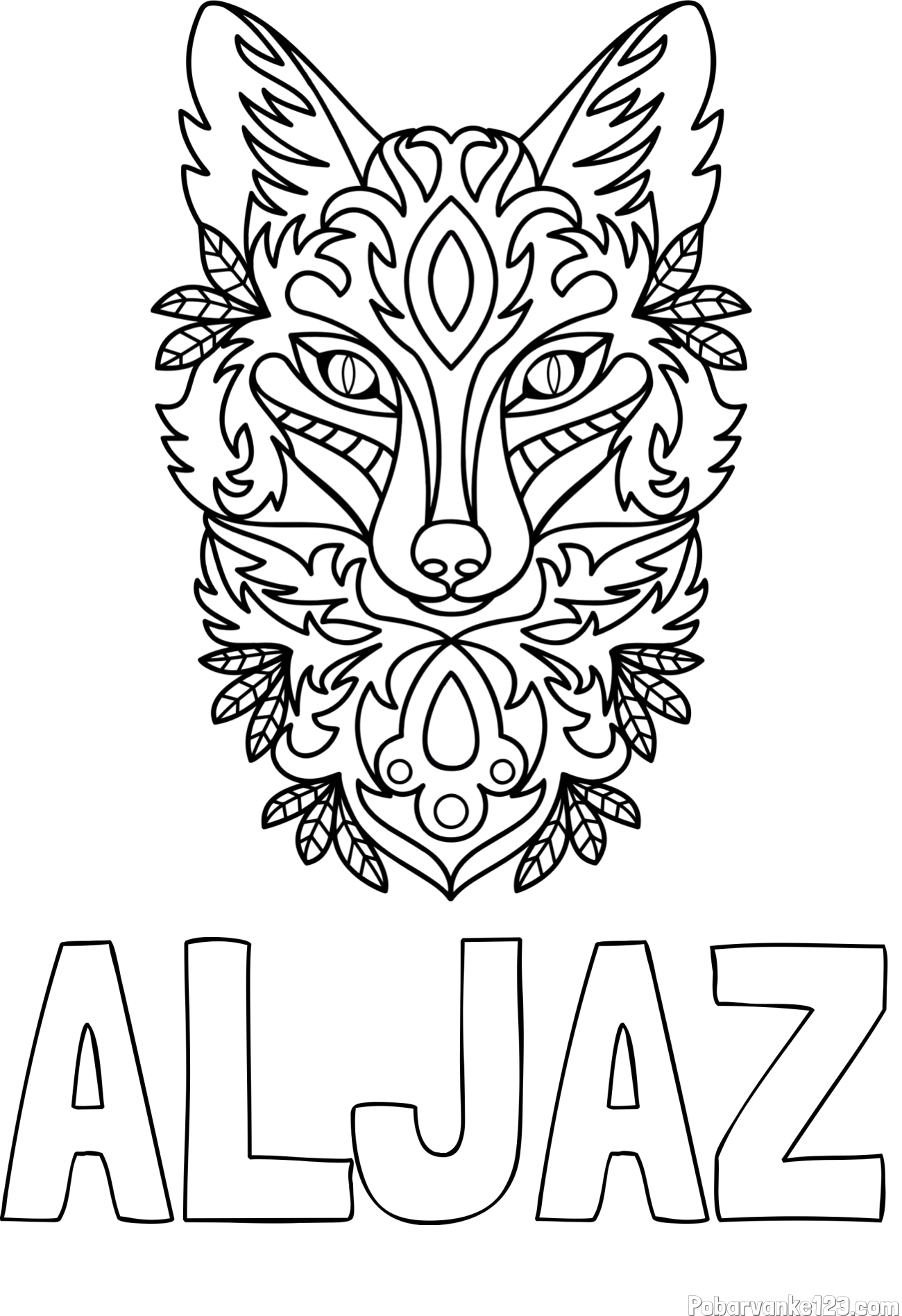 Pobarvanka imena ALJAŽ in pobarvanka volka - mandale