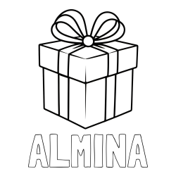 Online izdelana pobarvanka - Pobarvanka imena ALMINA in pobarvanka preprostega darila