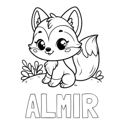Online izdelana pobarvanka - Pobarvanka imena ALMIR in pobarvanka lisičke