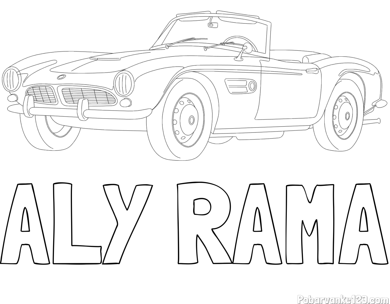 Pobarvanka imena ALY RAMA in pobarvnaka starega BMW
