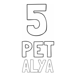 Online izdelana pobarvanka - Pobarvanka imena ALYA in pobarvanka števila pet z zapisom imena