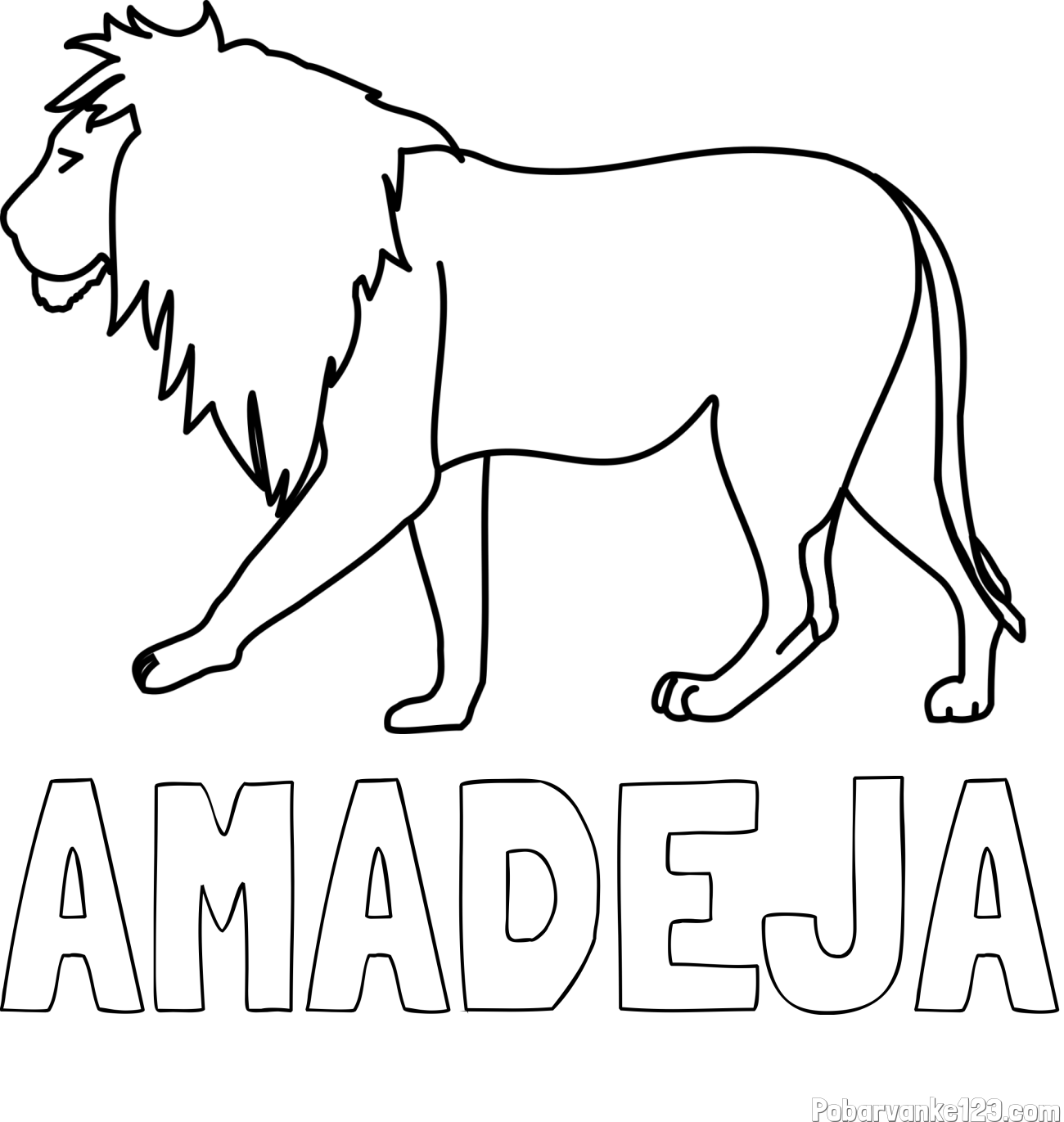 Pobarvanka imena AMADEJA in otroška pobarvanka leva