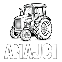 Online izdelana pobarvanka - Pobarvanka imena AMAJČI in pobarvanka starega, a lepega traktorja