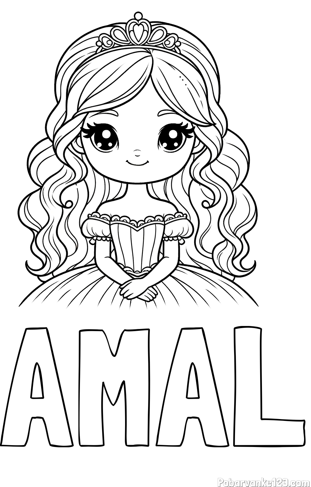 Pobarvanka imena AMAL in pobarvanka ljubke princese