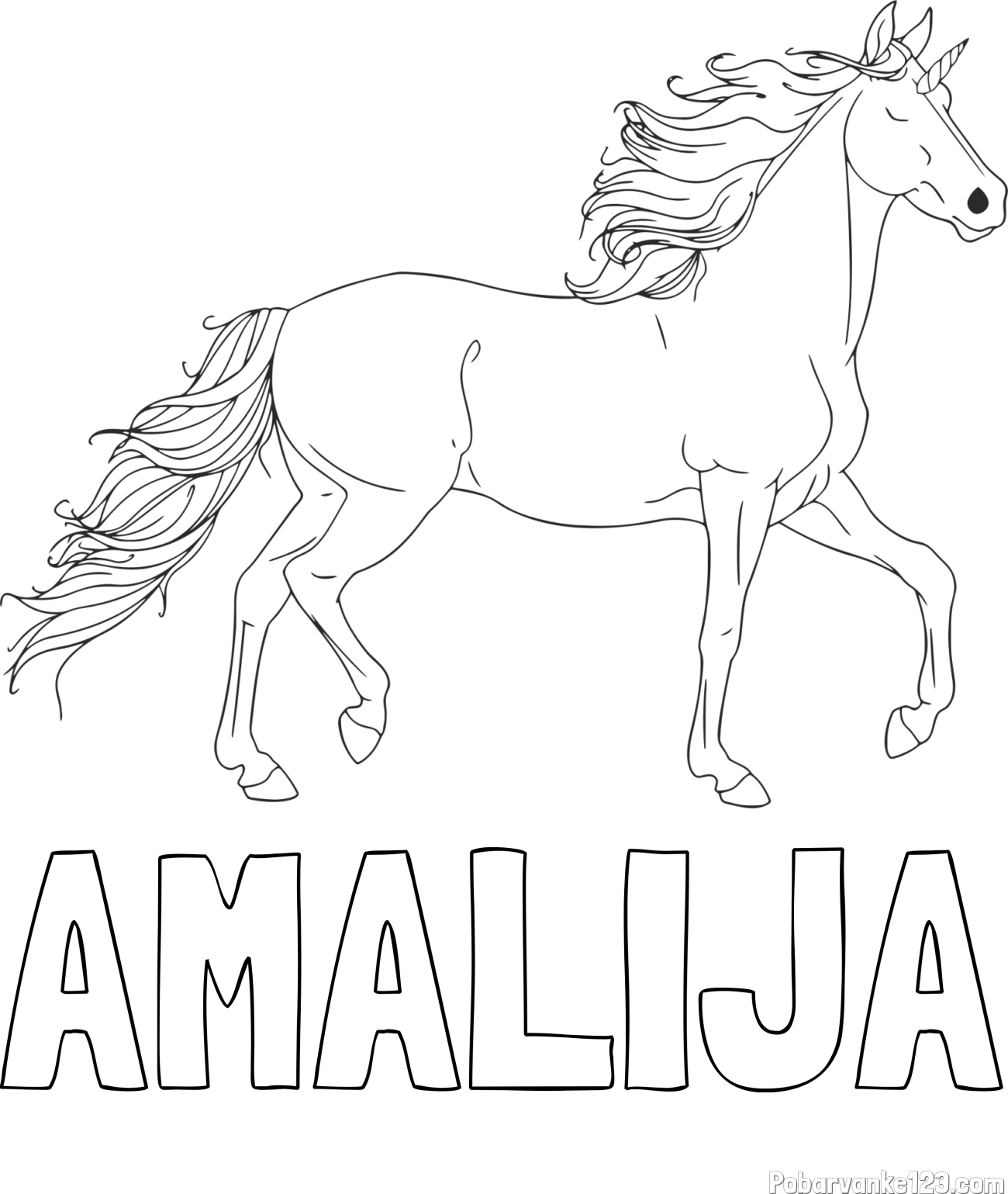 Pobarvanka imena AMALIJA in samorog