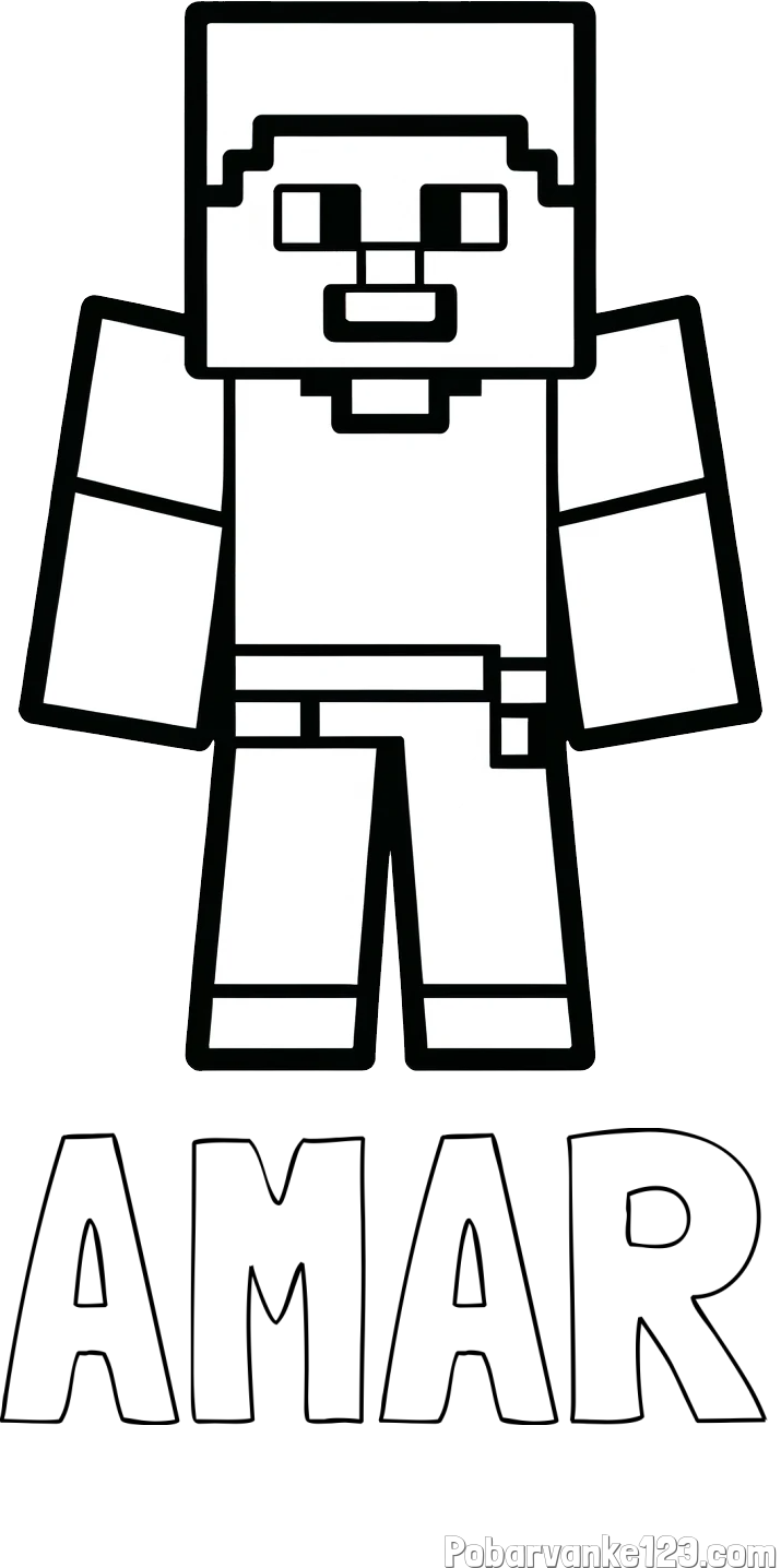 Pobarvanka imena AMAR in pobarvanka Minecraft figurice