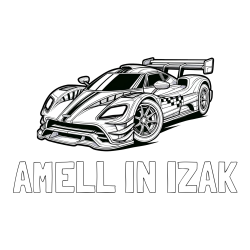 Online izdelana pobarvanka - Pobarvanka imena AMELL IN IZAK in pobarvanka modernega športnega avtomobila
