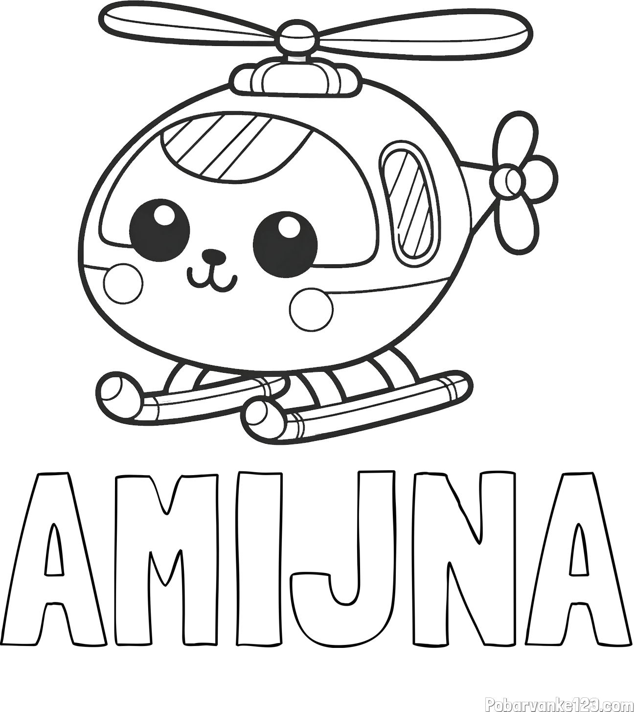 Pobarvanka imena AMIJNA in otroška pobarvanka helikopterja