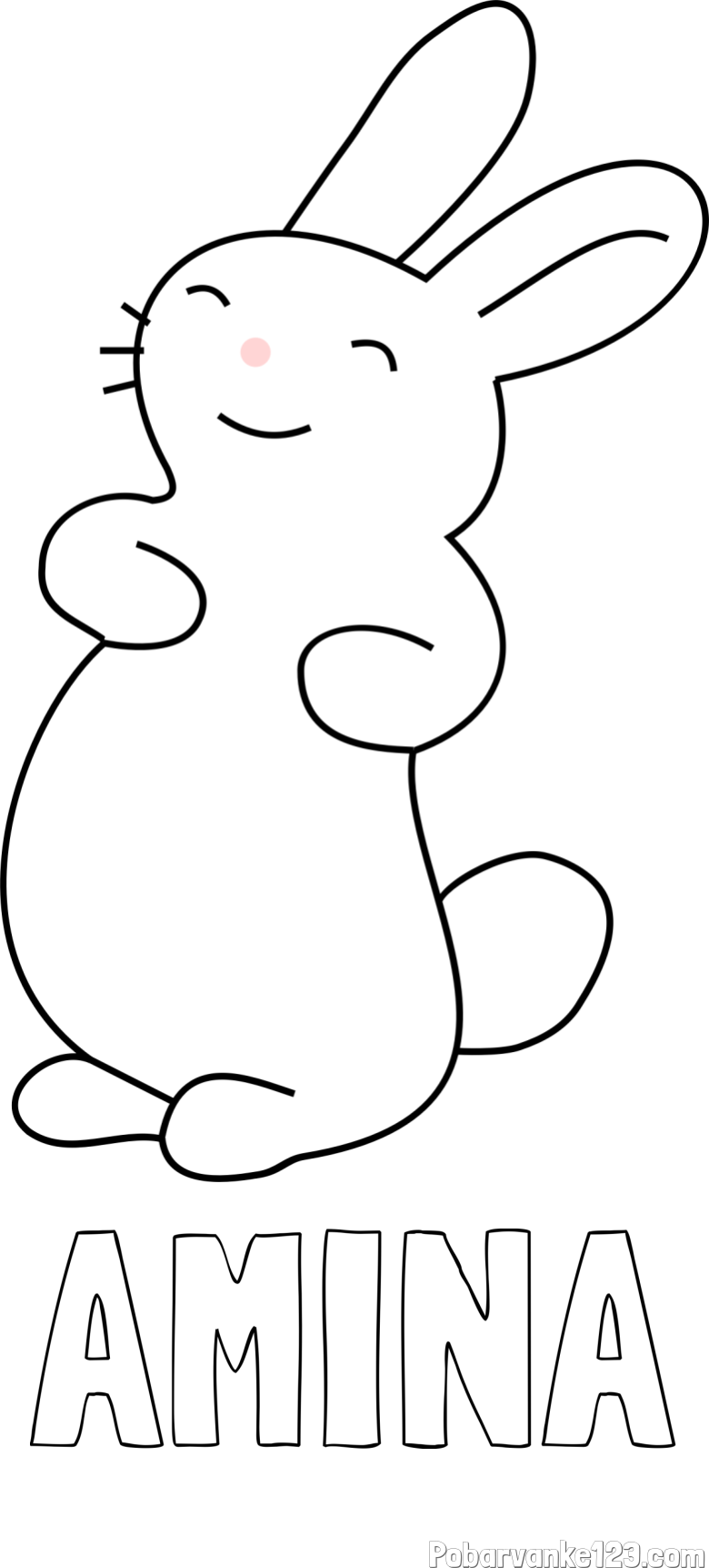 Pobarvanka imena AMINA in pobarvanka nasmejanega zajčka
