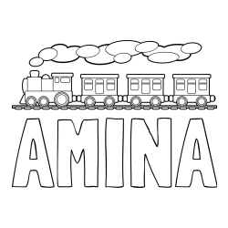 Pobarvanka imena AMINA in pobarvanka vlaka