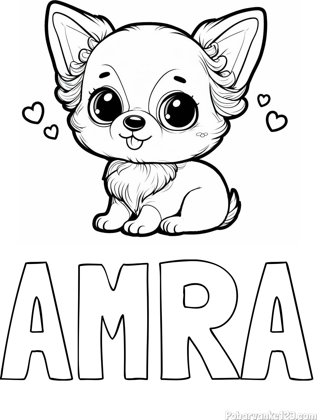 Pobarvanka imena AMRA in pobarvanka čivave