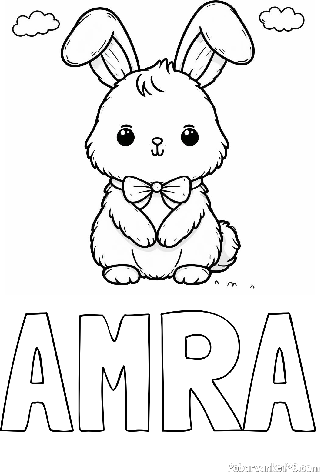 Pobarvanka imena AMRA in pobarvanka prikupnega zajčka