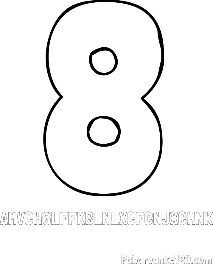 Pobarvanka imena AMVCHGLFFKBLNLXCFČNJXČHNK in pobarvanka številke osem (8)