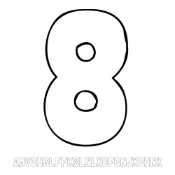 Online izdelana pobarvanka - Pobarvanka imena AMVCHGLFFKBLNLXCFČNJXČHNK in pobarvanka številke osem (8)