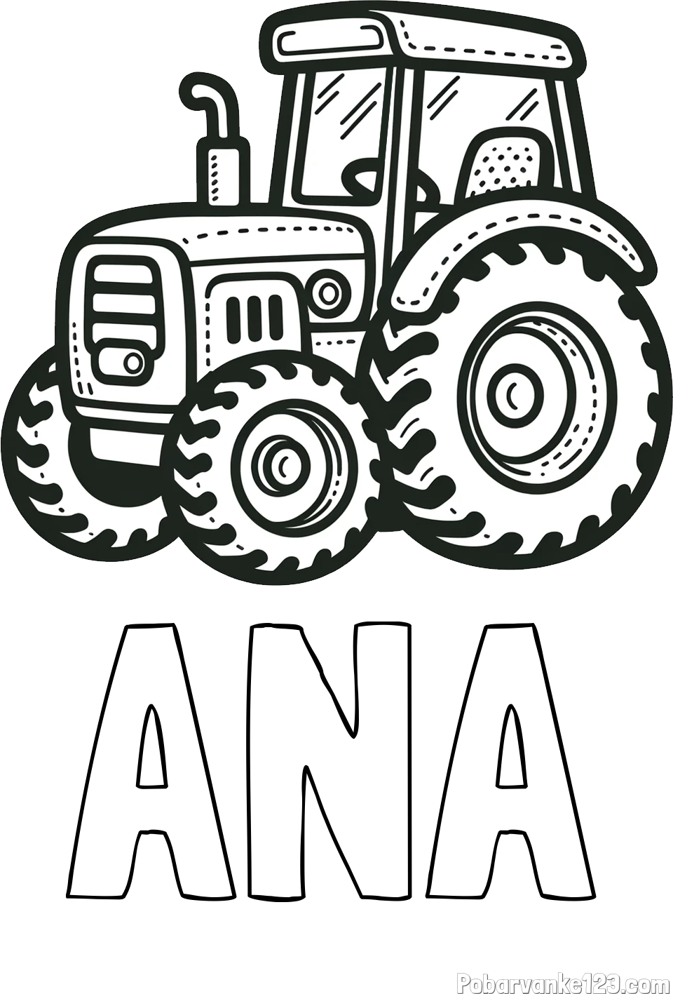 Pobarvanka imena ANA in pobarvanka čudovitega traktorja