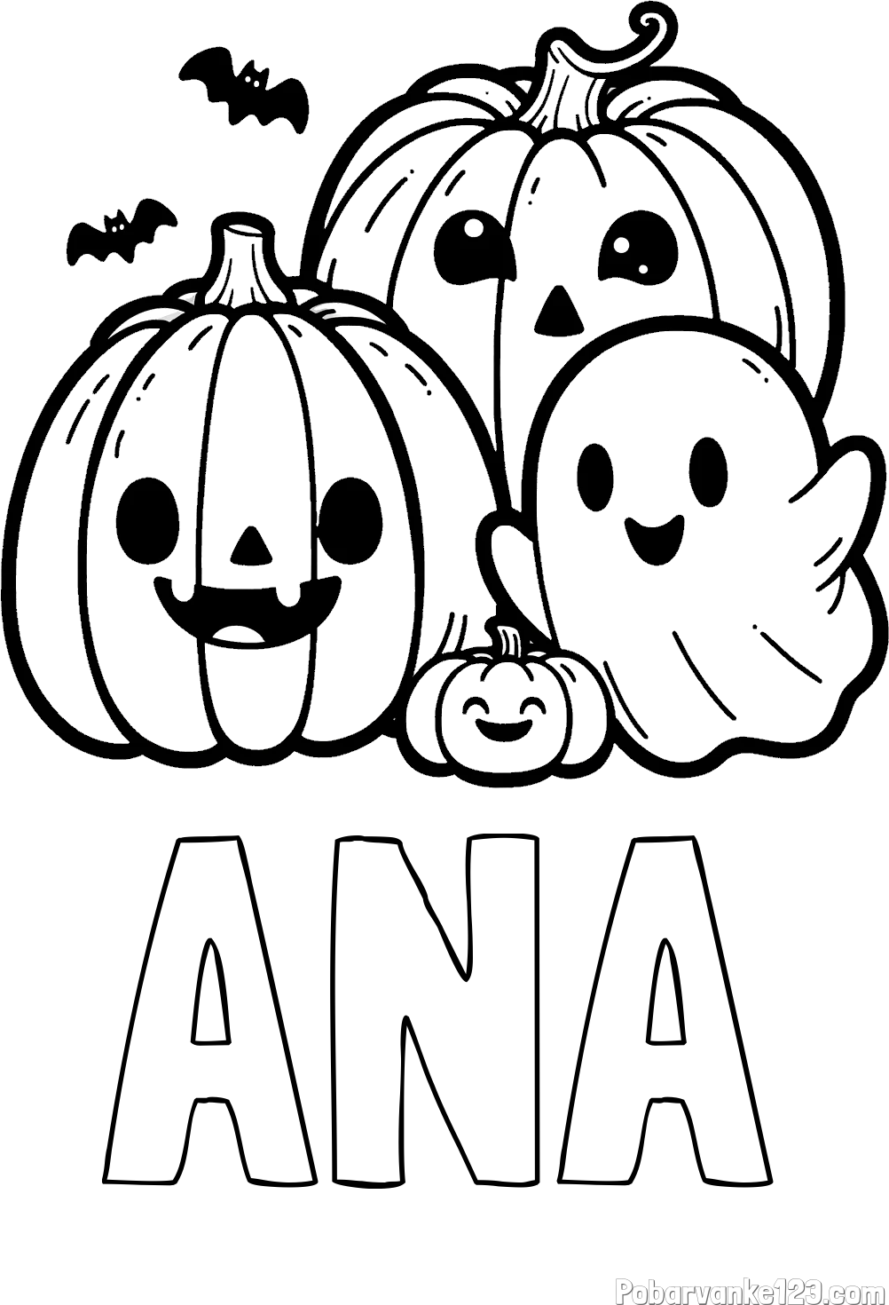 Pobarvanka imena ANA in pobarvanka duhca in buč za noč čarovnic