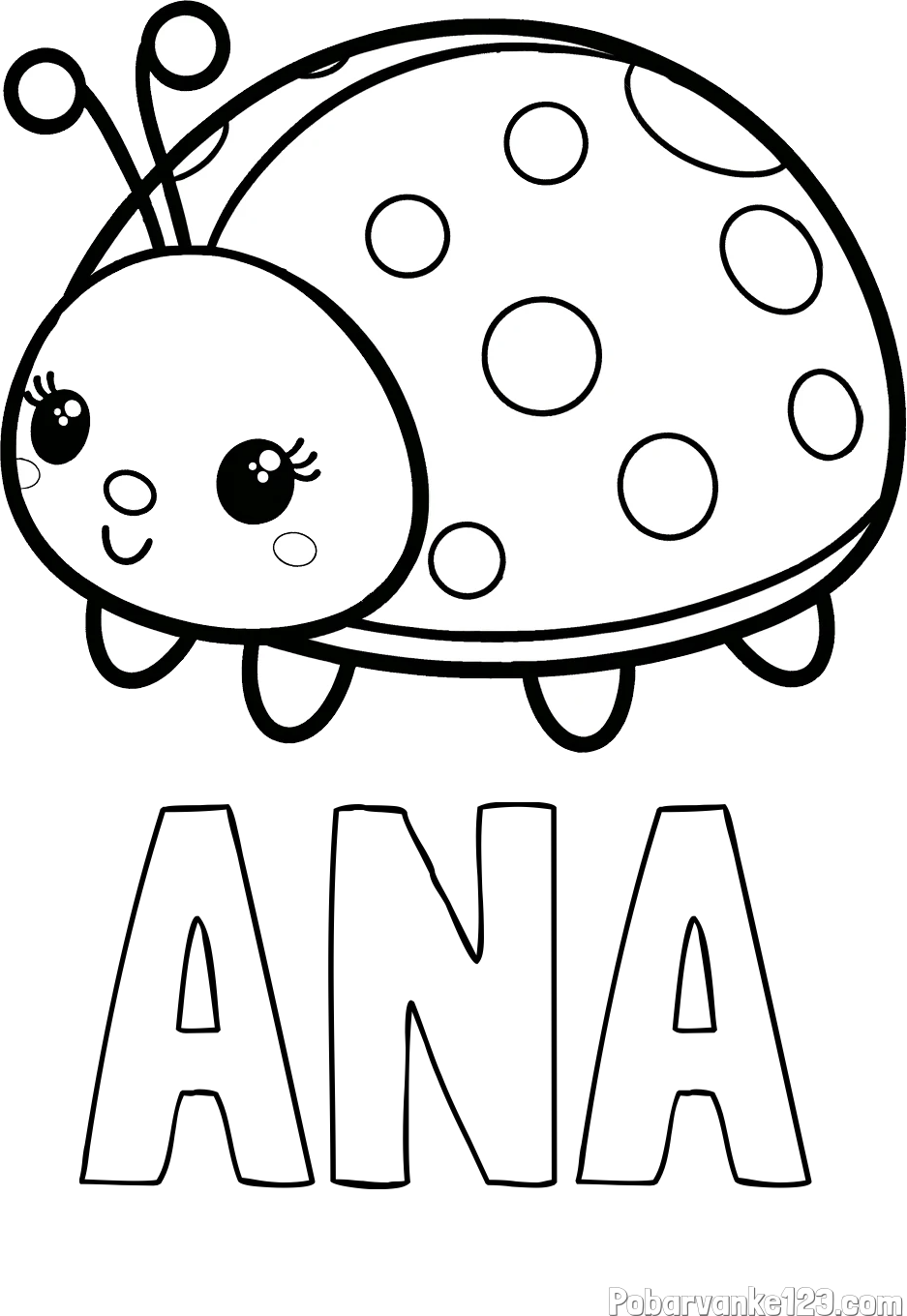 Pobarvanka imena ANA in pobarvanka ljubke pikapolonice