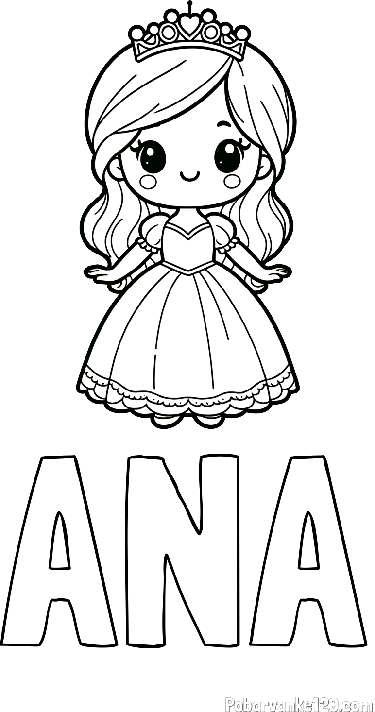 Pobarvanka imena ANA in pobarvanka ljubke princeske