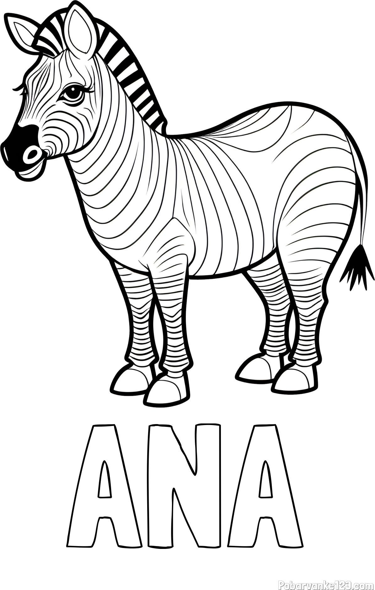 Pobarvanka imena ANA in pobarvanka ljubke zebre