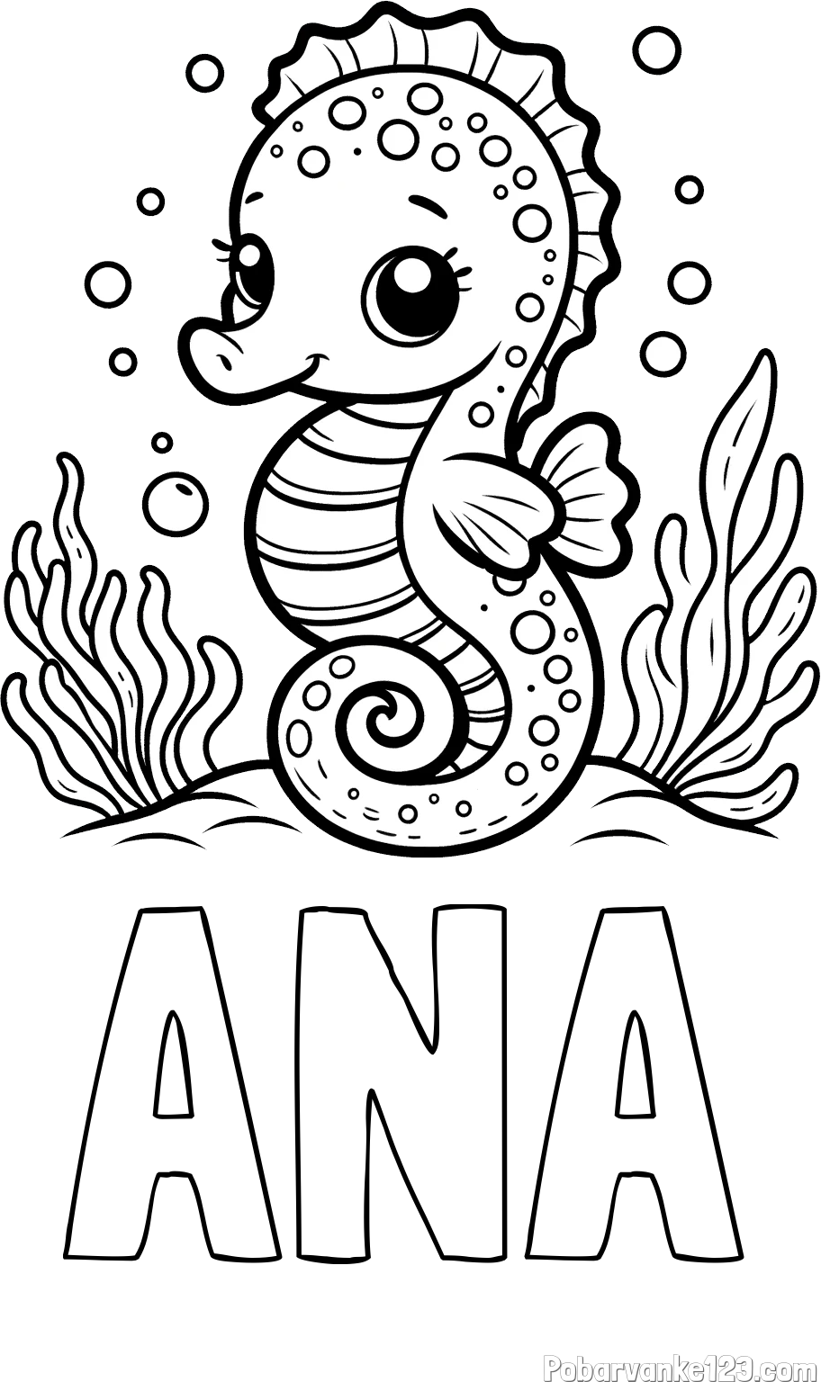 Pobarvanka imena ANA in pobarvanka morskega konjička