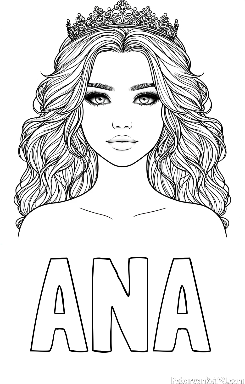 Pobarvanka imena ANA in pobarvanka prikupne princeske