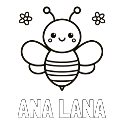 Online izdelana pobarvanka - Pobarvanka imena ANA LANA in otroška pobarvanka čebele