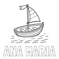 Online izdelana pobarvanka - Pobarvanka imena ANA MARIA in preprosta pobarvanka ladjice